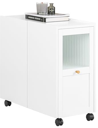 SoBuy Aktenschrank Aktenschrankwagen Druckertisch Druckerständer Rollcontainern Lagerschrank Schrank für Büro Weiß BHT ca. 31x60x70cm FBT150-W