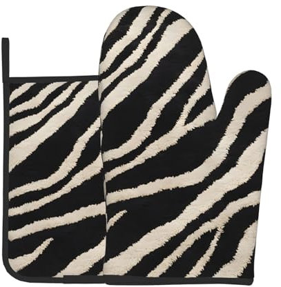 Zebra Animal Printed Oven Mitts And Pot Holders Set - 2 Pcs - Heat Resistant Waterproof Oven Gloves For Baking, Cooking, Bbq Grilling