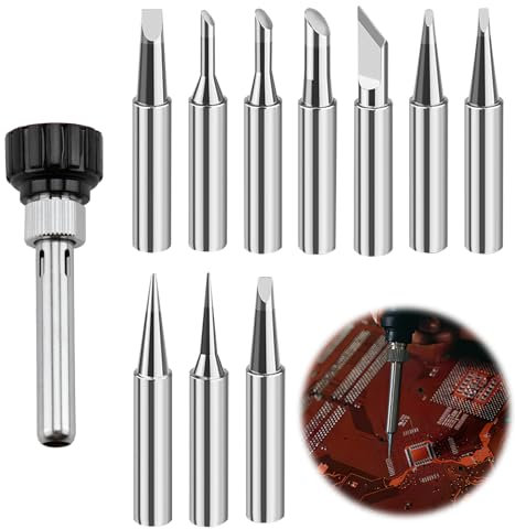 10 pezzi Punte per Saldatore 900M-T, Punte per Saldatore a Stagno, Punta di per Saldatura, Punte Saldatore Stagno per Inserti, Punte di Ricambio in Rame, con Manicotto di Saldatura