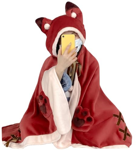 Wearable Decken Fox Hoodie Cape süße Kapuzendecke warme Decke mit Ärmeln Winter Comfy Hoodie für Frauen Home Office Nickerchen