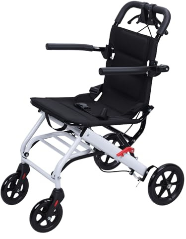 CUSROS Silla de ruedas portátil ligera plegable, sillas de ruedas de transporte para adultos y personas mayores, soporta 180 libras, silla de ruedas estrecha, silla de ruedas ligera para viajes, silla
