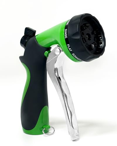 CCN Gartenbrause, Metall Hochdruck Garten Handbrause, 10-Funktionen Spritzdüse, Einstellbarer Wasserdurchfluss Garten Spritzpistolen Bewässerungspistole für Garten Bewässerung Autowaschen, Grün