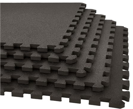 Interlocking EVA Foam Floor Mats – 60x60cm Soft Exercise Tiles for Gym, Home, Garage, Yoga, Kids Playroom – Protective, Non-Slip Puzzle Mats for Workouts & Weights (Black Dot, 16 Mats (64sq.ft))