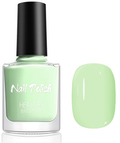 Green Nail Polish, Mint Green Nail Varnish, Pastel Nail Polish, Quick Dry Breathable Sage Green Nail Varnish, Long Lasting No UV Needed Nail Art Manicure for Women