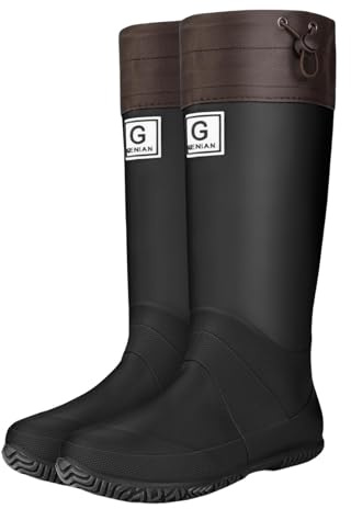 Generisch Botas de agua para mujer, altas, plegables, impermeables, antideslizantes, para la lluvia, al aire libre, senderismo, paseos por perros, zapatos de jardín, botas de lluvia, botas de agua