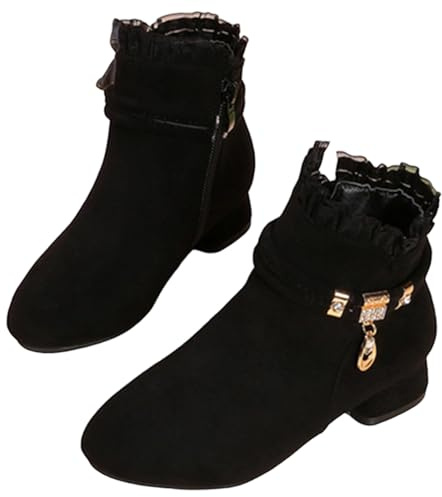Generisch Botines cortos para niños y niñas, botas de caña corta, botas de caballero occidentales, botines de primavera, botines monocromáticos, botas informales, botines con cordones, cómodas botas