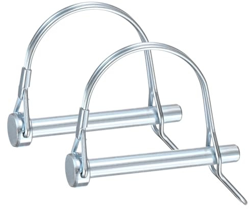 M METERXITY 2-Pack Trailer Coupler Pin, 8mm x 65mm(DxL) Carbon Steel Galvanized D Shape Trailer Coupler Pin with Arch Wire Lock Pin for Farm Trailers/Lawn Mowers/Garden, Coupler PTO Shaft