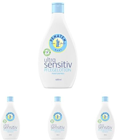 PENATEN Lotion de soin Ultra Sensitiv - Sans parfum - 400 ml - Formulée sans colorants - Pour le soin de la peau sujette à l'eczéma - Spécialement conçue pour les nouveau-nés (Lot de 4)