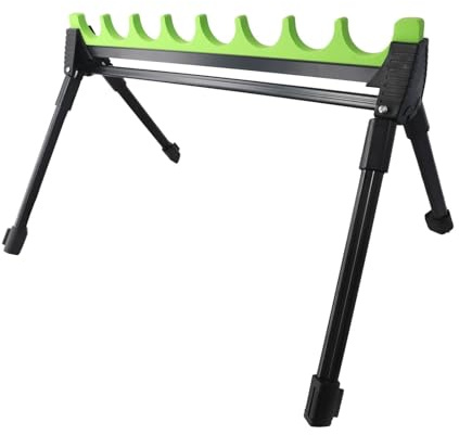 Lawnoval Kit di supporto per canna da pesca telescopico a 2 sezioni, 4 gambe e 8 rig, nero e verde