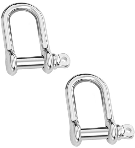 Qrity 2 Pezzi Grillo a D, M8 Grillo di Ancoraggio, Portante Tipo D Grilli per Collegamento Rapido di Catene e Funi Metalliche
