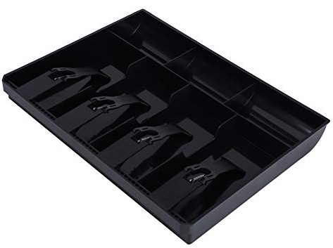 Badafaci Cash Register Insert Tray ABS Plastic Money Organizer with 4 Bill Compartments for Replacement Cash Drawer Register (Black)