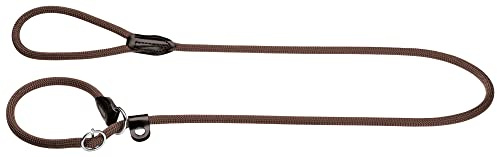 HUNTER Retriever-Hundeleine FREESTYLE, Farbe: braun, integrierte Halsung, stufenlos verstellbar, witterungsbeständig, pflegeleicht, griffig, robustes Tau mit Ledertipps, Größe: 10/170