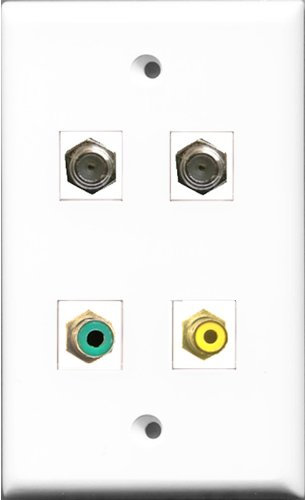 RiteAV 1 Porta RCA Giallo e 1 Porta RCA Verde 2 Porte Cavo coassiale TV - Tipo F