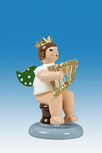 Rudolphs Schatzkiste Holzfigur Engel sitzend mit Handharfe ohne Krone Höhe 6cm NEU Holzengel Instrument Seiffen Erzgebirge Figur Dekoration Holzfiguren Weihnachten Fensterschmuck Spielzeug Deko