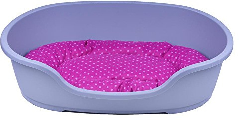 adena Hundekorb 110 x 74 cm grau + Kissen Tupfen pink