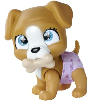 Simba 105953050 - Pamper Petz Hund - Söt Djurbebis med Äta-och-Väta Funktion, Blöja med Färgförändringsfunktion, Magisk Tass samt Tre Överraskningar, 15 cm, Från 3 år