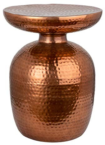 Beistelltisch ORIENT 36cm - kupfer - Metall - handgefertigt Couchtisch | Montiert, Aufbewahrung, hochwertig, stabile Konstruktion, 20 kg Belastbarkeit, Unikat, Hammerschlag Optik