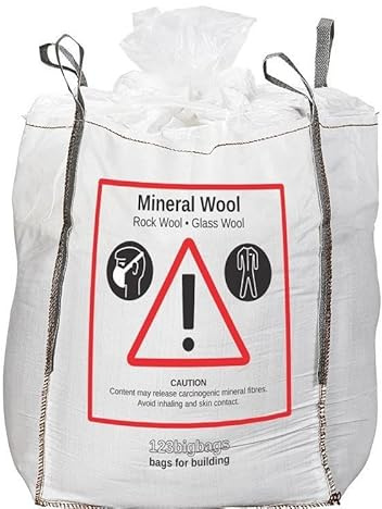 Big Bag Mineralwolle Sack 1m³ | 90x90x120cm | Sack für Glaswolle Abfälle und KMF | 10 Stück