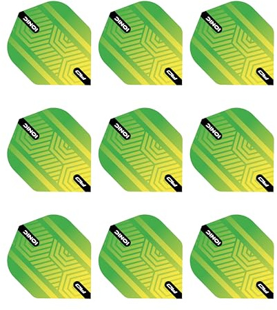 RED DRAGON Hardcore Ionic Green and Yellow Dart Flights - 3 sets Per Pack (9 Dart Flights in total)