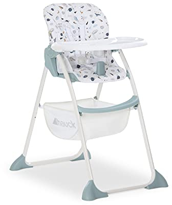 hauck Hochstuhl Sit N Fold für Kinder ab 6 Monate bis 15 kg, Klappbarer Reisehochstuhl mit Tisch, Einhändig Verstellbare Rückenlehne, Ultra Leicht, Großer Korb (Space)