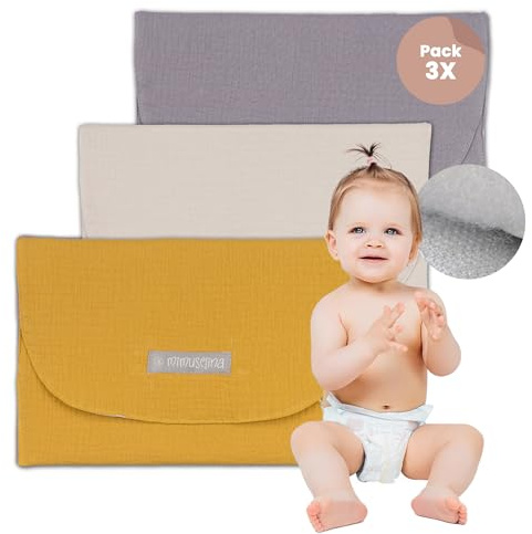 MIMUSELINA - 3 x Wetbag Kindergarten - Nasstasche für Babys und für Krankenhaus oder Kinderwagen - Wetbag Stoffwindeln Wasserdicht für Babyartikel - Bunte Nassbeutel Kindergarten
