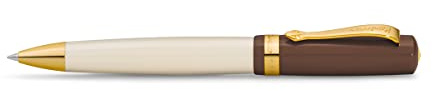 Kaweco STUDENT Kugelschreiber 20's Jazz I Business Kuli aus hochwertigem Acryl in Braun & Creme I Edler Kugelschreiber mit Geschenk-Box aus Metall I Nostalgischer Drehkugelschreiber 13 cm