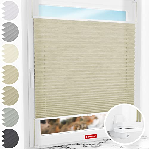 Schuette® Plissee ohne Bohren ● Dolomite Kollektion: Light Coffee (Beige) ● 80x120cm (Breite x Höhe) ● Suprafix Faltrollo X Klemmfix Rollo ● Blitzschnelle Montage inkl. Video
