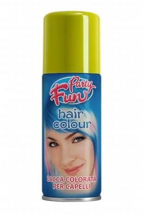 Virsus 1 bomboletta Spray da 100 ml di Colore Giallo temporaneo per Capelli, colora i Tuoi Capelli per Feste Party e Eventi sia per Bambini e Ragazzi lacca Colorata Gialla - F