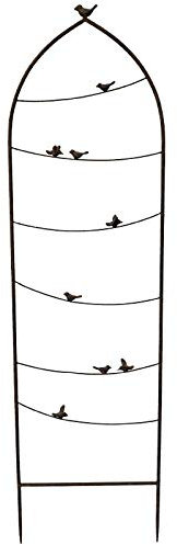 La Grande Prairie Treillage Jardin Fer Oiseaux 41x149cm Marron