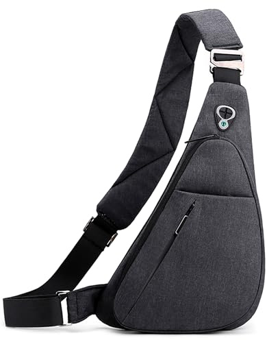 VARLIVOO Bandoleras Hombre, Bolso de Hombro Antirrobo Pequeña Bolso de Pecho Impermeable para Trabajo y Viaje Deporte Unversidad Negro C