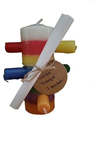 DRW Bougie Tombe Travaux de 7 mèches de couleurs 14 cm