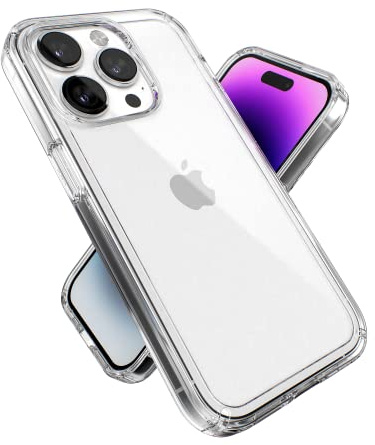 Speck Clear iPhone 14 Pro Case - Drop Protection with Scratch Resistant Dual Layer Slim Phone Case for 6.1 Inch iPhones 14 Pro Cases - Anti-Yellowing & Anti-Fade Case - GemShell