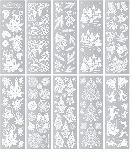 Ideen mit Herz Premium-Transfers | Rub on Sticker | Rubbel-Sticker | 10 cm x 30 cm | 10 Bogen | inkl. Tuch (Winter & Weihnachten 03, silber)