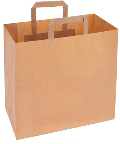 verpacking Papiertragetaschen 27 x 32 x 17 cm Braun [Größe und Farbe wählbar] Geschenktüten Einkaufstüten biologisch abbaubar Einzelhandel 250 Stück