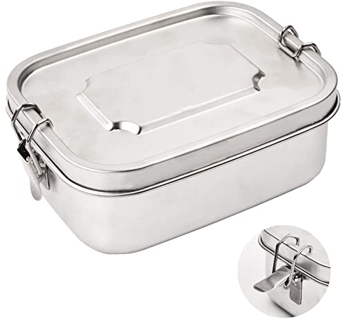 Boîte à Lunch Premium en Acier Inoxydable, 800 ML Boîtes à Bento en Acier Inoxydable Bento Box en Anti Fuite Boîte à Déjeuner avec Compartiment, Petite Boîte à Repas Métal pour Enfants et Adultes