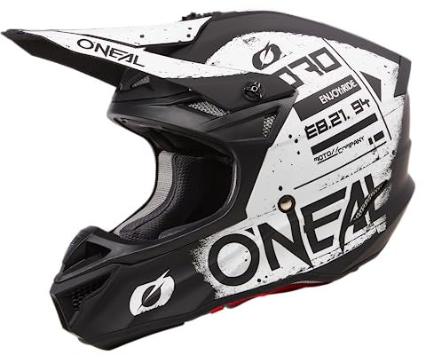 O'NEAL | Motocross-Helm | MX Enduro | 2 Außenschalen & 2 EPS für erhöhte Sicherheit | 5SRS Polyacrylite Helmet SCARZ V.24 | Erwachsene | Schwarz Weiß | Größe XL