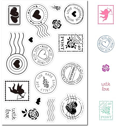 craspire Herz-Poststempel, Transparenter Gummistempel, Valentinstag, Blumen, Amor, Vintage, Transparente Silikonsiegel, Stempel Für Journaling, Kartenherstellung, DIY, Scrapbooking, Handgefertigtes