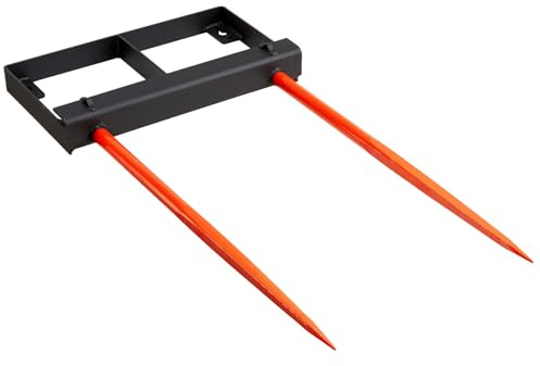 VEVOR 49 Hay Spear, Bale Spears 3000lbs Loading Capacity, Skid Steer Loader Tractor Bucket Attachment with 2pcs 17.5 Stabilizer Spears and 60 Chain, Quick Attach Spike Forks