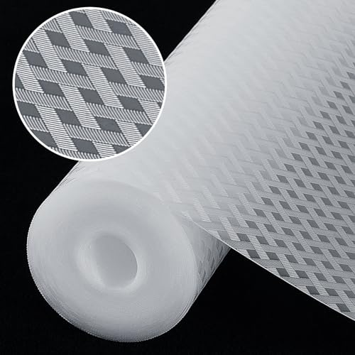 Origuuds Hyllfoder, icke-självhäftande lådfoder, vattentätt och oljesäkert köksskåp, skåpunderlägg, plast, EVA-material, BPA-fritt kylskåpsunderlägg, pappersskydd för hyllor (klar/30 cm x 600 cm)