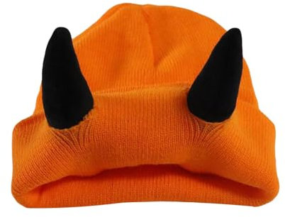 Varm mössa herr djävul horn män hatt stickad mössa med horn kvinnor hip hop daemon horn mössa för vinter varm skidor utomhus flygarmössa med glasögon barn, apelsin, En Storlek
