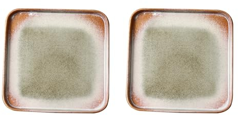 Jarsense Lot de 2 assiettes carrées en céramique de 26,7 cm, assiettes à pâtes, assiettes creuses, assiettes en céramique pour dîner, petit déjeuner, rose dégradé
