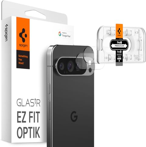 Spigen Glas.tR EZ Fit Optik Protezione Fotocamera compatibile con Google Pixel 9 Pro XL, 2 Pezzi, Cristallino, Installazione Facile, Resistente ai Graffi, Durezza 9H Pellicola prottetiva