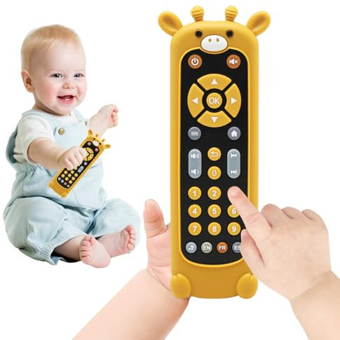 Ballery Télécommande TV Musicale pour Bébé avec Lumière Douce, Jouet Sensoriel avec Boutons Multiformes pour Garçons et Filles (Girafe)