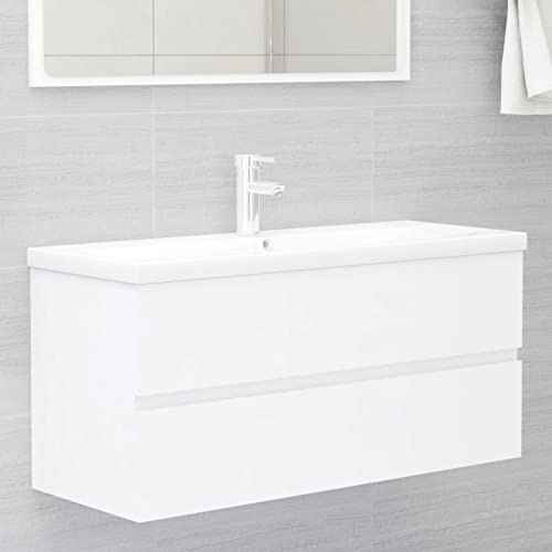 Gecheer Mobile Lavabo Bianco 100x38,5x45 cm in Legno Multistrato