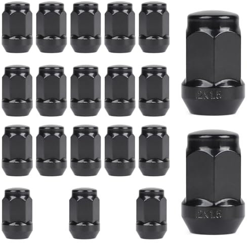 EFUTURETIME 20 x Écrous de Roue M12 x 1,5 Écrou de Roue Fermé Cône 60°, Compatible avec Ford, Toyota, Hyundai, Kia, Mazda, Honda, BYD - Noir
