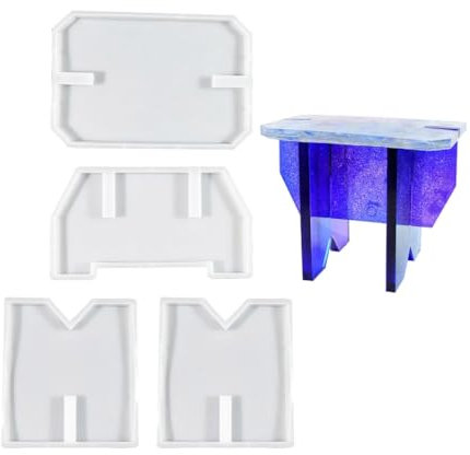 Molde de mesa de resina rectangular de resina epoxi para diseños de empalme de taburetes pequeños, molde de fácil liberación