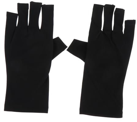 Ipetboom 2pcs Half-Finger Anti-uv Manicure Gloves Black Short Gel Nail Protection Gloves for Skin Care Professional Nail Supply