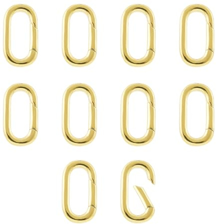 QIUTIMIY 10 Stück 18 Karat vergoldete ovale Schmuckverschlüsse,Schmuck-Halskettenverbinder zum Verlängern oder Reparieren,Gold（14 * 7.8 * 2.2mm）