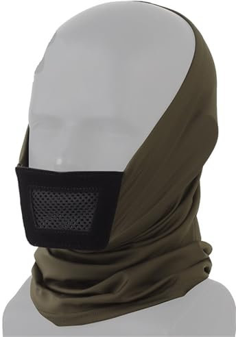 PBTMCD Masque Tactique Demi-Visage en Filet d'acier, Cache-Cou Respirant for La Pêche, La Randonnée, Le Cyclisme, Les Sports De Plein Air(Green)