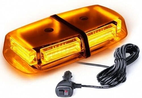 Générique Gyrophare Rampe Lumineuse LED Orange Ambre 12V 24V 48W Fixation Magnetique Lampe d'Avertissement Balise d'Urgence Stroboscopique Prise allume-cigare Voiture